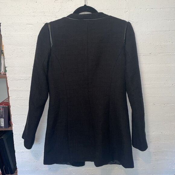 Karl Lagerfeld Tweed Zipper Pocket Leather Accent Jacket 2 Rock-Chic Classic - Picture 5 of 5